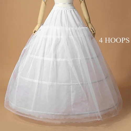 Jupon enaguas blancas de 4 aros para vestido de novia, enagua de novia de talla grande, 4 círculos, una capa, tul, debajo de la falda