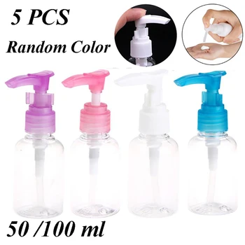 

5 PCS 50 / 100 ml Transparent Empty Pump Bottles Travel Household Cosmetic Container Facial Cleanser Shampoo Foaming Containers
