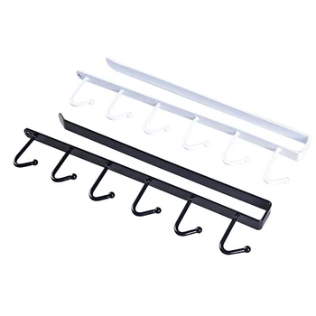 

6 Hanger Hooks Cup Cooking Utensils Holder White Black Heavy Hang Under Shelf Load Storage Rack Organiser Kitchen Accessories