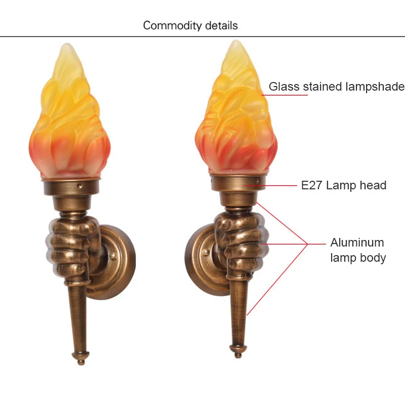Светодиодный светильник на стену, Пламенный свет, алюминиевый стержень, Олимпийский фонарь, ретро коридор, литье под давлением, открытый сад, ресторан, настенный светильник