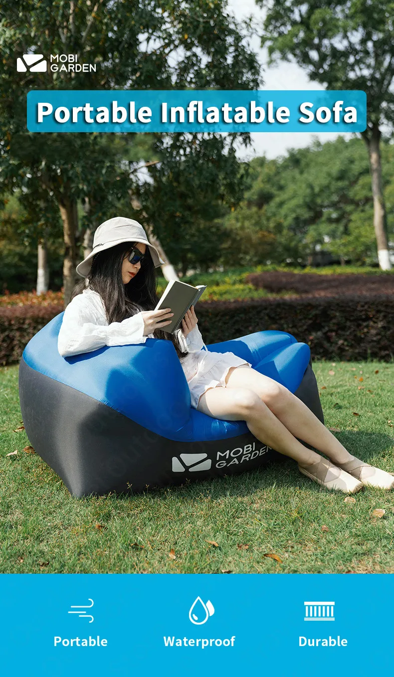 Description Picture 2 of itemMOBI GARDEN Outdoor Camping Inflatable Sofa Air 210T Polyester Portable Beach Chair Lounger Comfort Light Leisure Bed Foldable