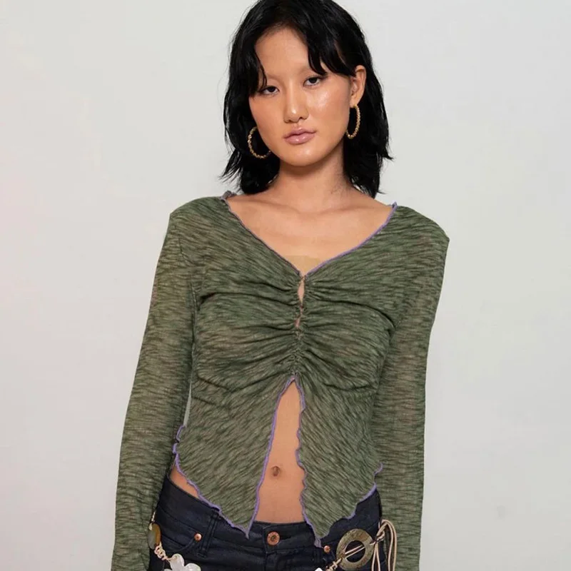 Летнее платье с v-образным вырезом пуловер длинными рукавами цветочным узором