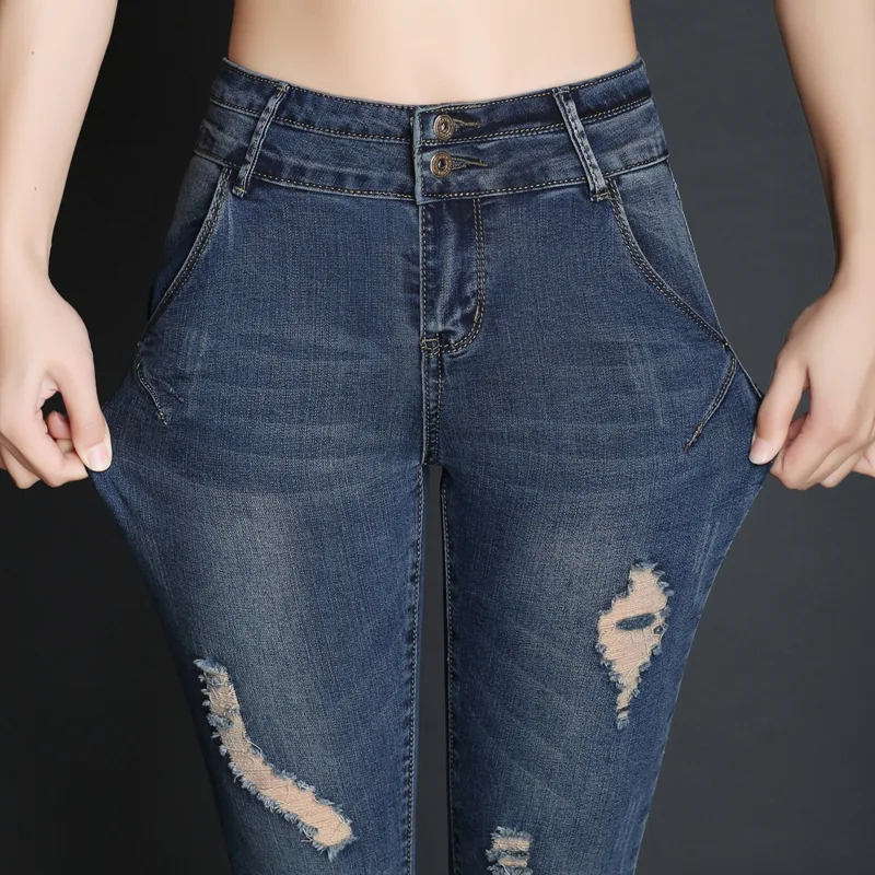 Women Denim Pencil Pants Ladies Push 