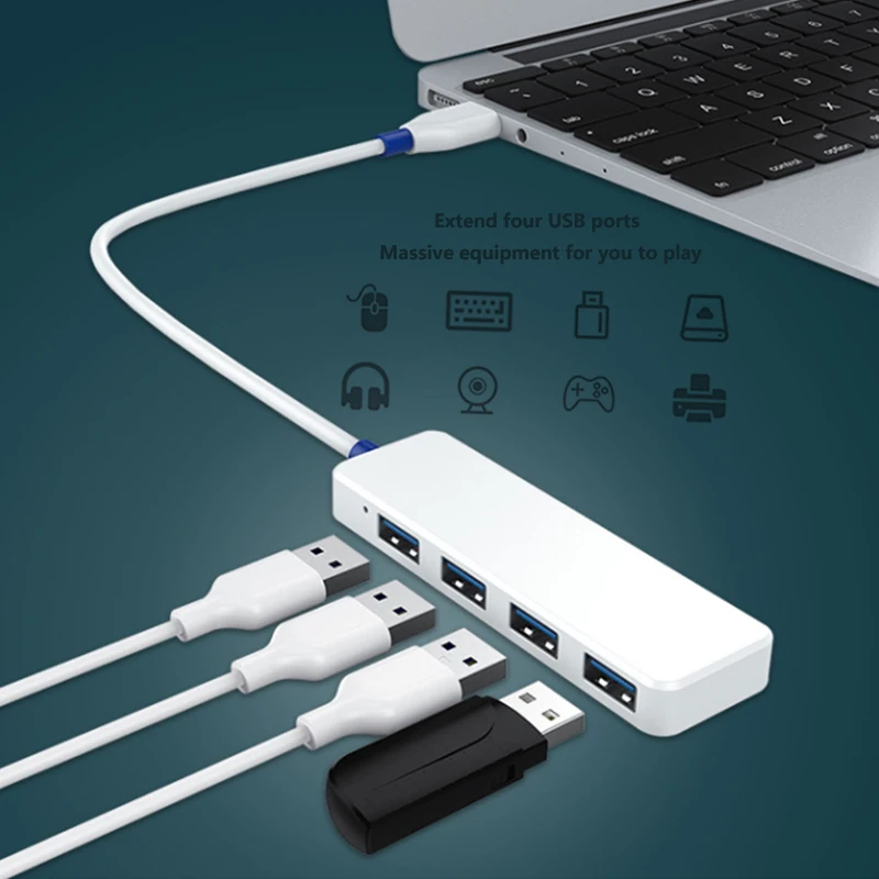 LHMZNIY 4 Порты usb-хаб USB3.0 разветвитель ноутбук расширения док-станция для ультра-тонкий 4 в 1 взаимный обмен данными между компьютером и периферийными устройствами диспенсер для док-станции