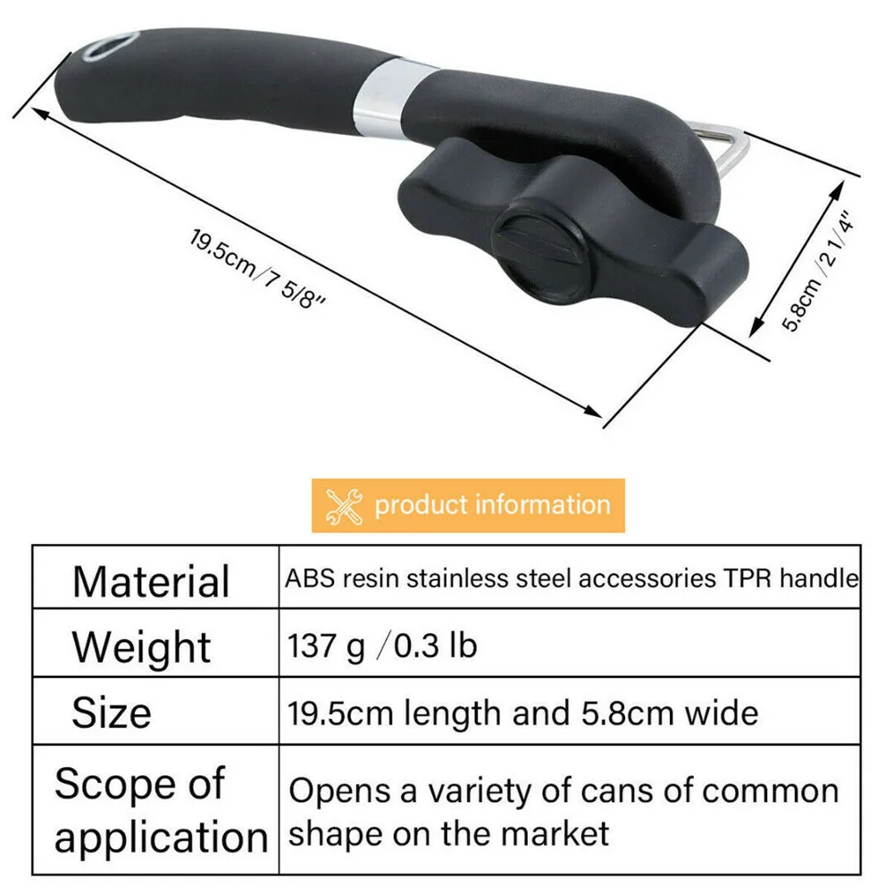 Manual Can Opener Tin Can Opener Safety Cut Lid Smooth Edge Side Stainless Steel