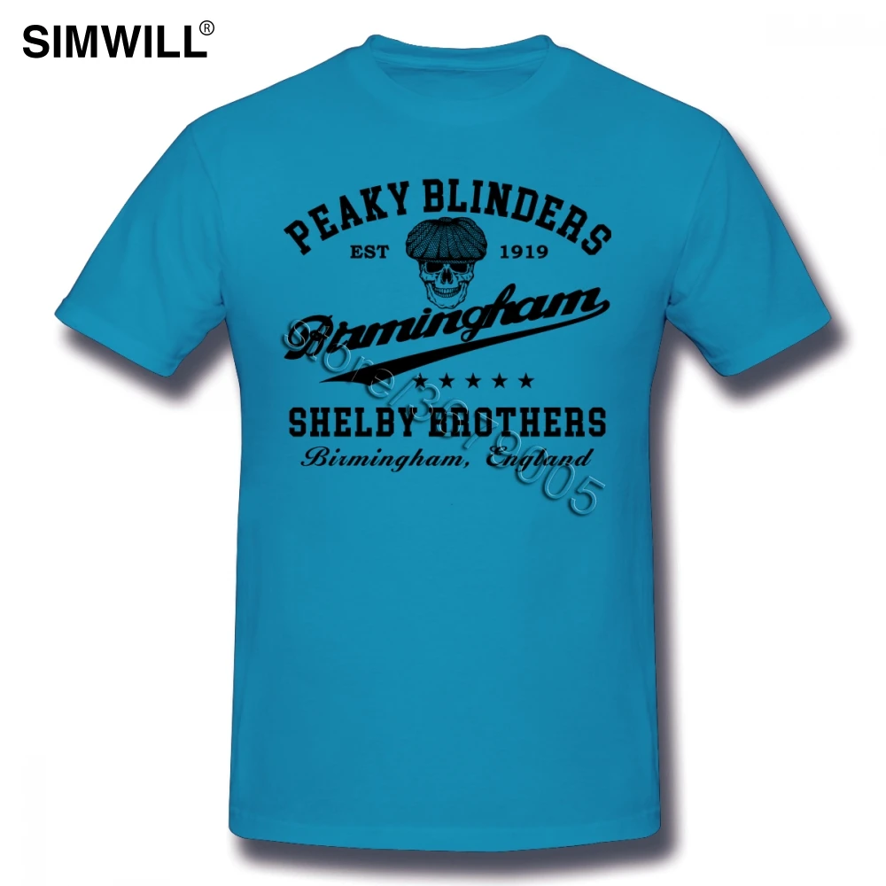 Винтажная пики блиндерс Футболка мужская короткий рукав круглый вырез хлопок тройники рубашки Шелби братья футболка размера плюс ТВ вентиляторы одежда - Цвет: Королевский синий