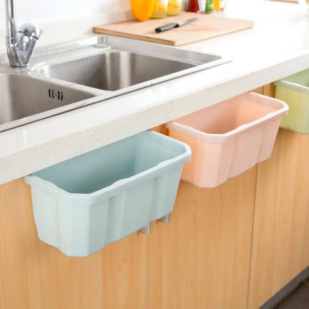 Kitchen Cabinet Door Hanging Trash Can Trash Bin Kitchen Bathroom Garbage Storage Box Case Cans Rubbish Container Organizer