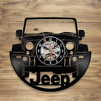 

Car Logo Vintage Vinyl Record Wall Clock Modern Design 3D Decoration Cool Off-road Car SUV Vinyl Clocks Wall Watch Home Decor