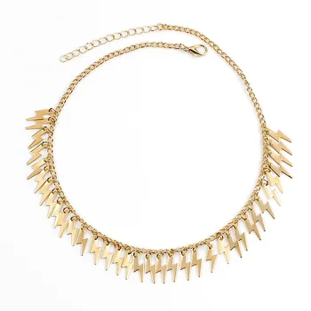 

Trendy Creative Lightning Flash Sequins Exquisite Chain Chokers Necklaces Women Fashion Personality Party Statement Necklace