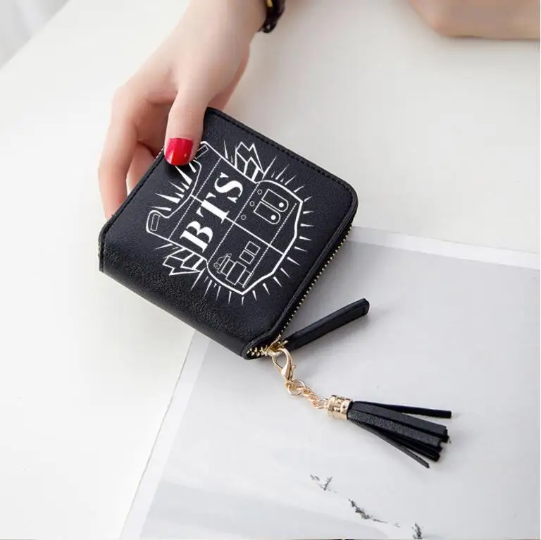 Кошелек, BT21, кошелек, Корейская звезда, мульти-слот короткий кошелек - Цвет: black 4
