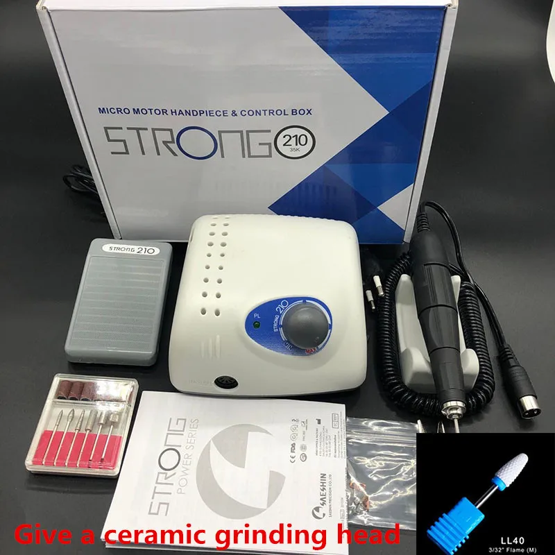 Günstig 65W 35000RPM Elektrische Nagel Bohrer Maschine Starke 210 Modell 204 Handstück Maniküre Pediküre Nagel Datei Bit Nagel Kunst ausrüstung