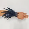 2pcs Lace Feather Wrist Cuffs Black Real Natural Dyed Rooster Feather Arm Warmers Party Cosplay Costume Accessory Feather Gloves ► Photo 3/6