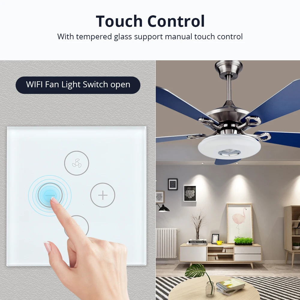 ЕС умный Wi-Fi переключатель для вентилятор светильник, совместимый с Alexa Google Home Smart Life App управления