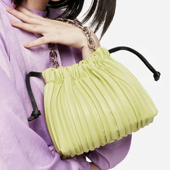

2020 New Bags Female Cloud Portable Fold Bags Shoulder Messenger Chain Bag Bucket Bag Louie Vuiton Microfiber Synthetic Leather
