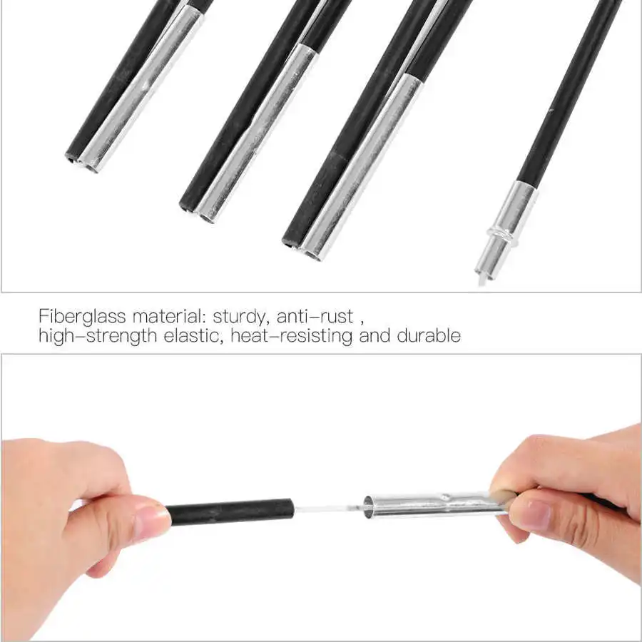 Camping Tent Accessories 330/340/396cm 7mm Tent Pole Fiber Rod Tent Support Double Pole Foldable Backpacking For Outdoor Camping Hiking Traveling