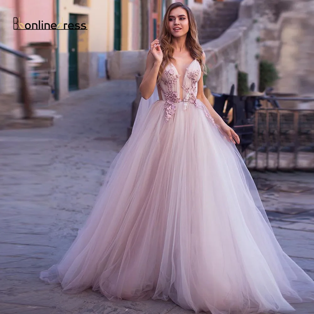 

Elegant Tulle Prom Dresses 2020 Deep V-Neck Sleeveless A-Line Evening Dresses Long Elegant Formal Party Gowns vestidos de festa