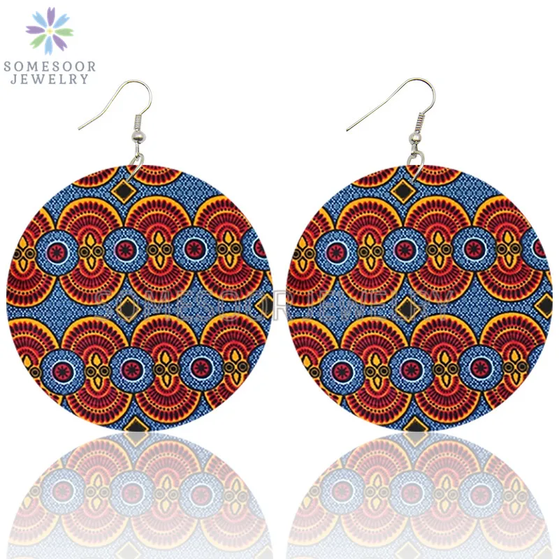SOMESOOR Vintage Bohemian Flower Wooden Drop Earrings African Ethnic Beautiful Loops Pendant Dangle Jewelry For Women Gifts