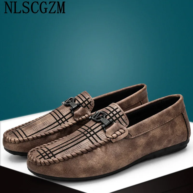 

Модная кожаная обувь, мужские классические лоферы, повседневная обувь для мужчин 2023, роскошные брендовые слипоны, мужские слипоны