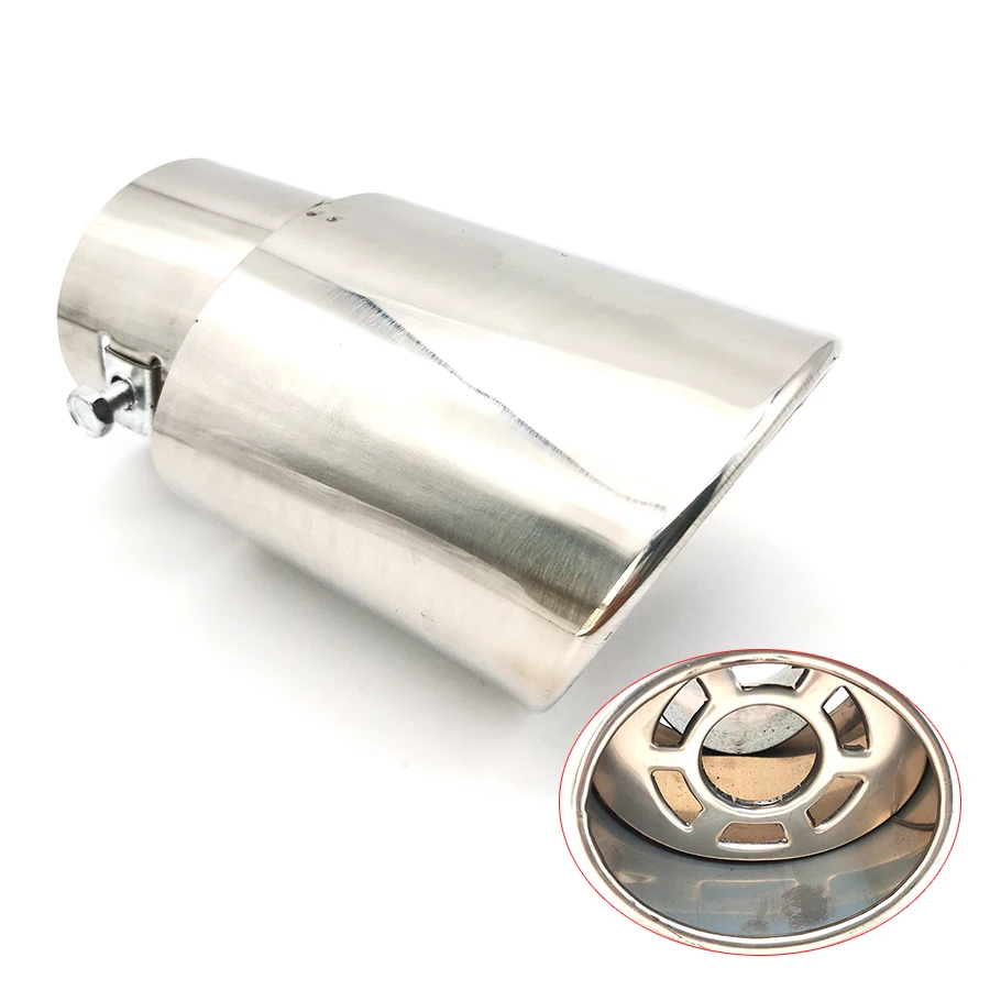 

Car Oval Exhaust Pipe Tip Tail Muffler Cover Flower Styling 304 Stainless Steel Fit for inlet Diameter Less Than 48mm