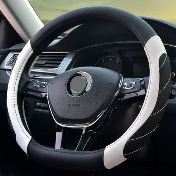 

Auto D shape Steering Wheel Cover 5 colors Steering Protector Sport Car Accessories Leather Steering Cover 38cm D ring Universal