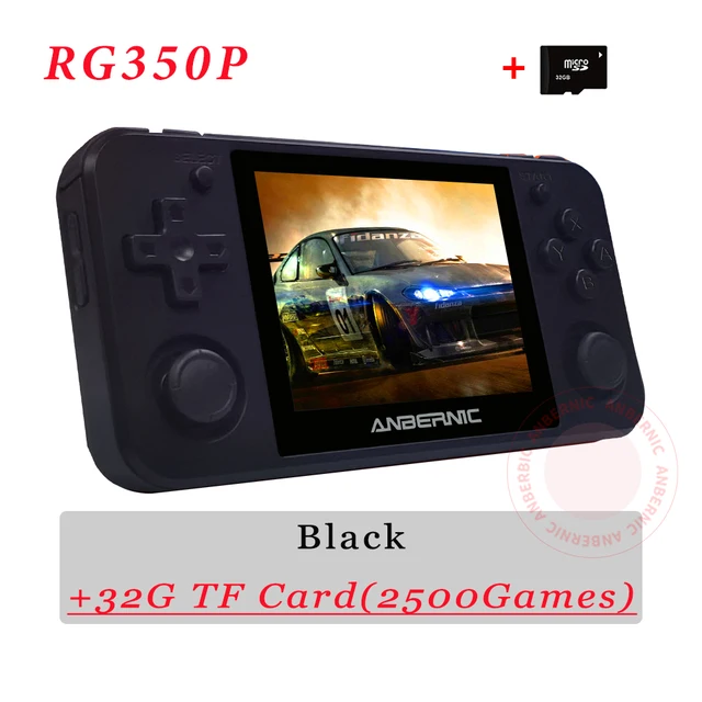ANBERNIC RG350P Game Console 3.5 IPS Screen 2500 Retro Games PS1 HDMI-compatible Mini Pocket Handheld Game Player Boy Xmas Gift RG350P BLACK 48G