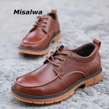 

Misalwa Mens Shoes Casual Breathable Leather Ankle Boots Working Safety Boots Adult Male Leisure Sneakers Outdoor Free Shipping