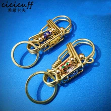 Латунный ключ кольцо голова Будды панк персонализированный брелок Крюк кулон-брелок для автомобиля пояс в стиле ретро шнурок для ключей держатель горячий уникальный подарок