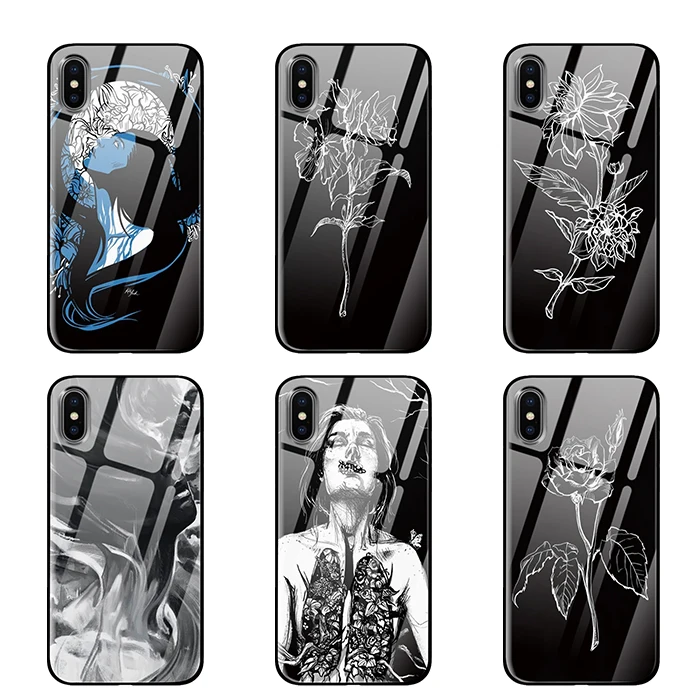 Роскошный чехол из закаленного стекла черного и белого цветов для iPhone 5 5S 6 6s 7 8 Plus X XS XR 11 Pro Max