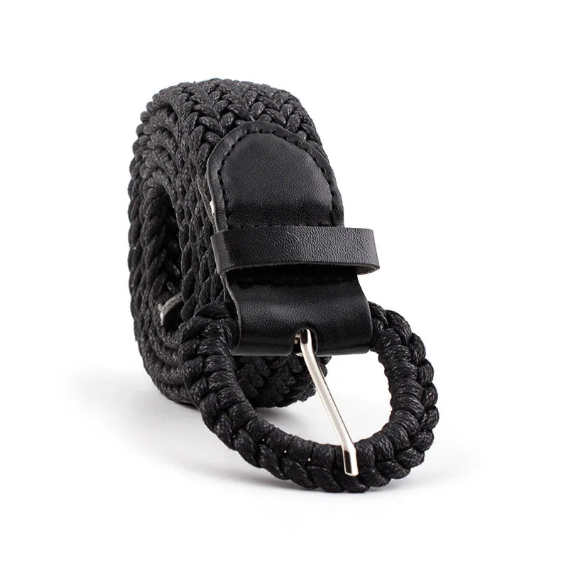 Black width 3.3cm Вощеная Веревка, вязанные Женские поясные ремни, дикая Пряжка, декоративные женские ремни, Черный Хаки, широкие ремни для девушек, студенток, ceinture femme - Цвет: Black width 3.3cm