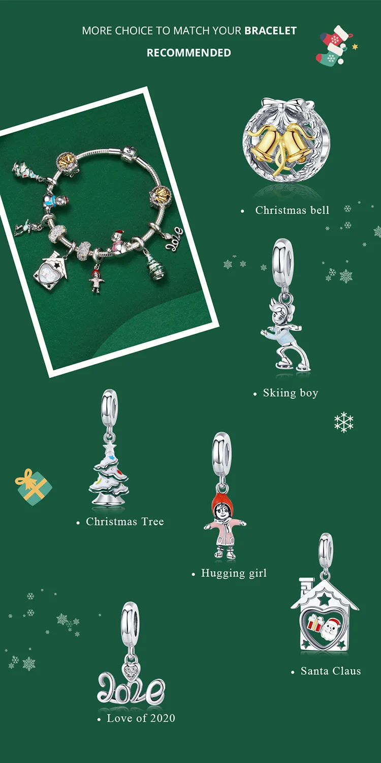 WOSTU, рождественский подарок, 925 пробы, серебряный, дом Санта Клауса, подвески, бусины, подходят к оригинальному браслету, ожерелье, вечерние ювелирные изделия CQC1357