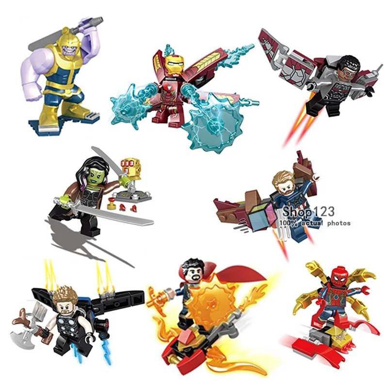 

10 Lots of Super Heroes Avenger Infinity War Hulk Corvus Glaive Thanos Iron Man Wasp Set Model Building Blocks Toys For Children