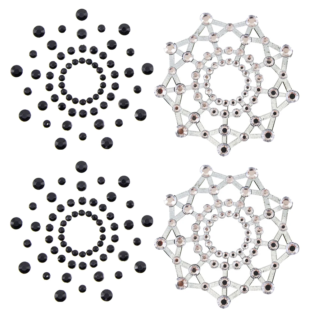 2 Pairs Fun Sexy Crystal Rhinestone Nipple Pasties Breast Sticker Diamante Nipple Pasties Breast Pasty Breast Sticker 