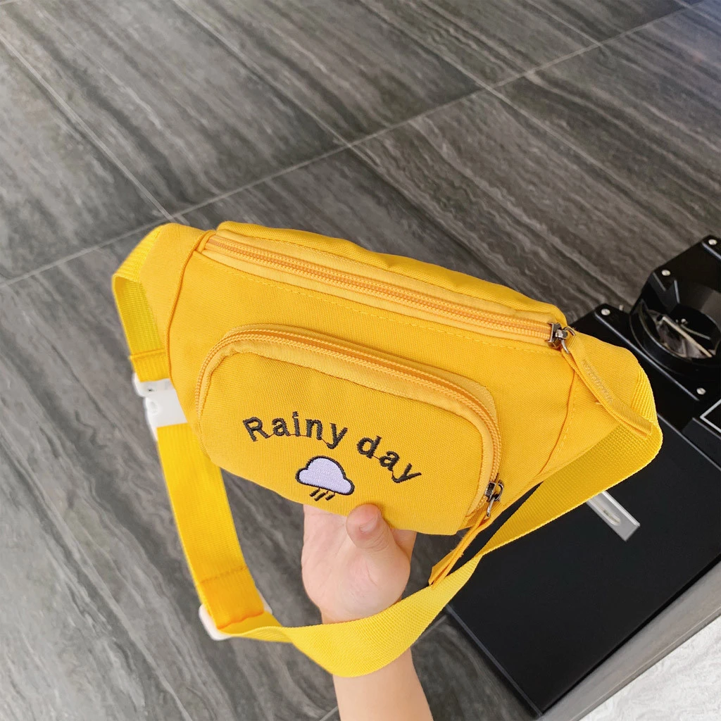 2019 Hot Sale Solid Color Child Joker Crossbody Waist Purse Cartoon Canvas Zipper Chest Bags Pocket Pocket Shoulder Bag 826