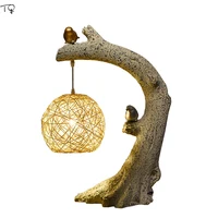 Lampe Led en résine décorative, Art Zen chinois rétro, oiseau, pastorale, pour salon, chambre à coucher, bureau, chevet, salon de thé, café