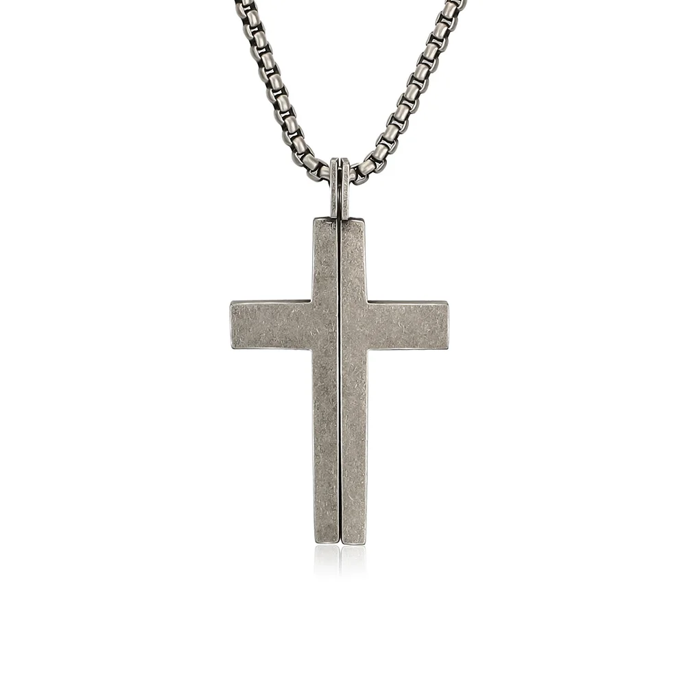 

BOFEE Cross Chain Long Necklace Pendant Stainless Steel Sliver Charm Chocker Personalized Fashion Jewelry Gift For Women Men