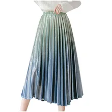 Jaycosin модные зимние повседневные женские трапециевидные градиентные юбки с высокой талией удобные мягкие тонкие повседневные однотонные длинные юбки 126#10