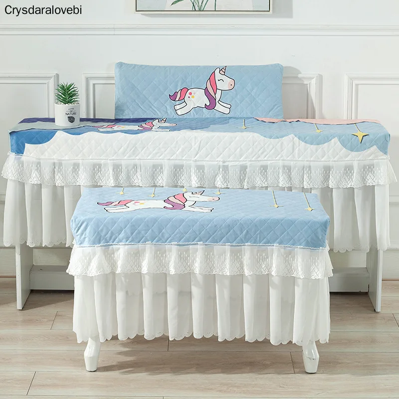 Cartoon Polyester Lace Design Piano Covers With/Without Music Stand Printed Dust Cover Single Seat Double Piano Stool Cover