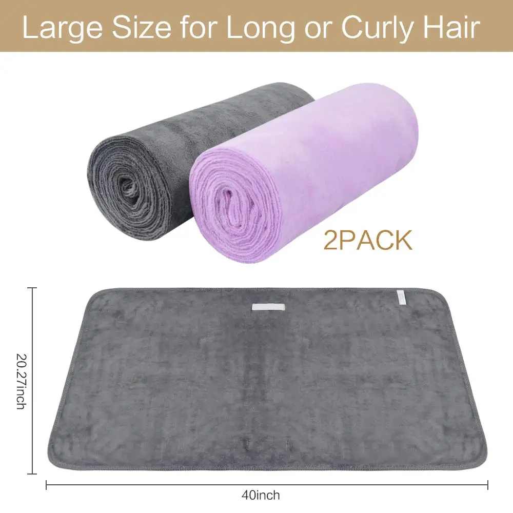 Sunland мягкое полотенце для сушки волос из микрофибры большой супер абсорбирующий волшебный тюрбан для сушки длинных волос 20 дюймов X 40 дюймов 2 упаковки