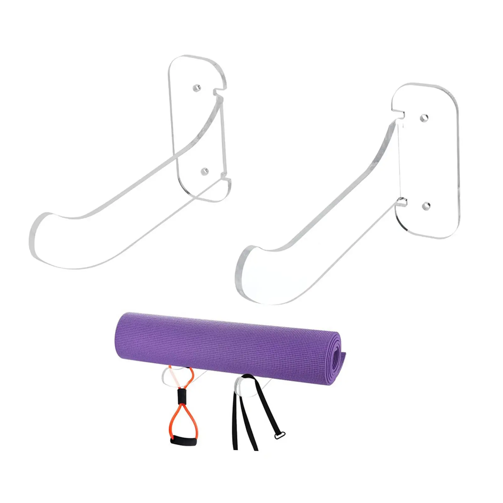 Yoga Mat Holder Wall Mount Rack Storage Shelf Hanging for Exercise Home Fitness Resistance Bands Foam Roller