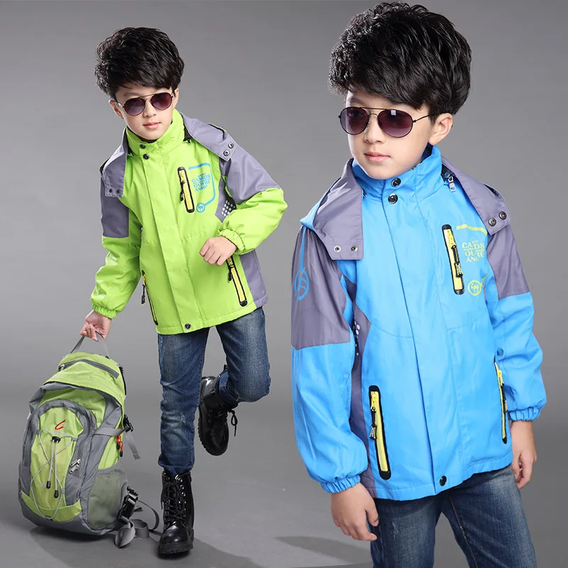 

BOY'S Sports Casual Cardigan Coat 2018 Autumn & Winter New Style Big Boy Deconstructable Raincoat Jacket