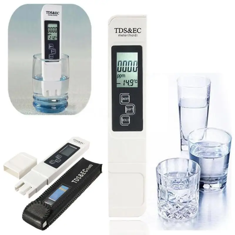 

Portable Digital TDS Meter Tester Accurate Water Quality Purity Filter EC Tester Testing Pen 0-9990 PPM Temp Water Tester
