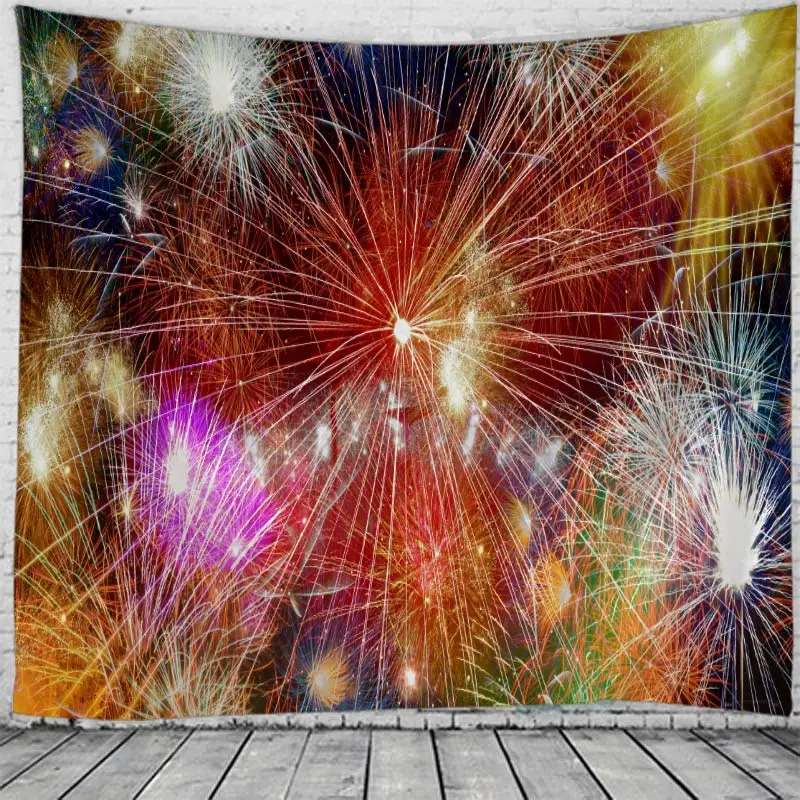 Weltexhome Christmas Fireworks Wall Hanging Merry Christmas Tapestry For Home Deco Christmas Gift Print Tapestries Plus Size - Цвет: Синий