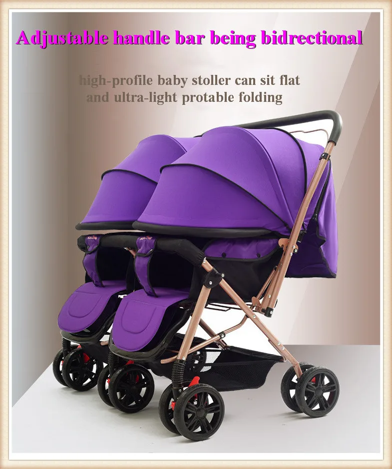 Double Seat Can Be Foldable Portable Pouch Twins Baby Stroller