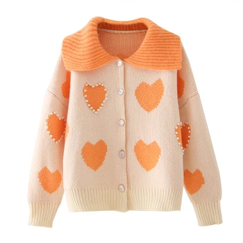

HWLZLTZHT Pearl Sweaters Women 2020 Autumn New Women's Knitted Cardigan Sweater Coat Female Single-Breasted Cropped Jacket
