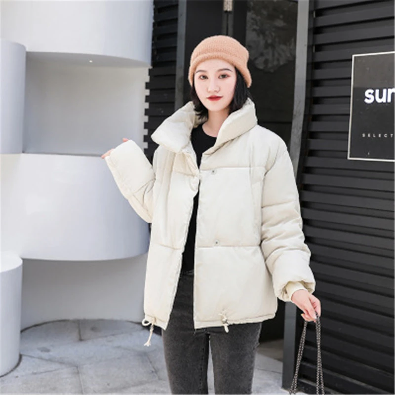 Chaquetas de algodón de alta calidad para mujer, abrigos cálidos sueltos, cómodos, con cuello levantado, abrigo corto holgado, LR45, Invierno|Parkas| - AliExpress