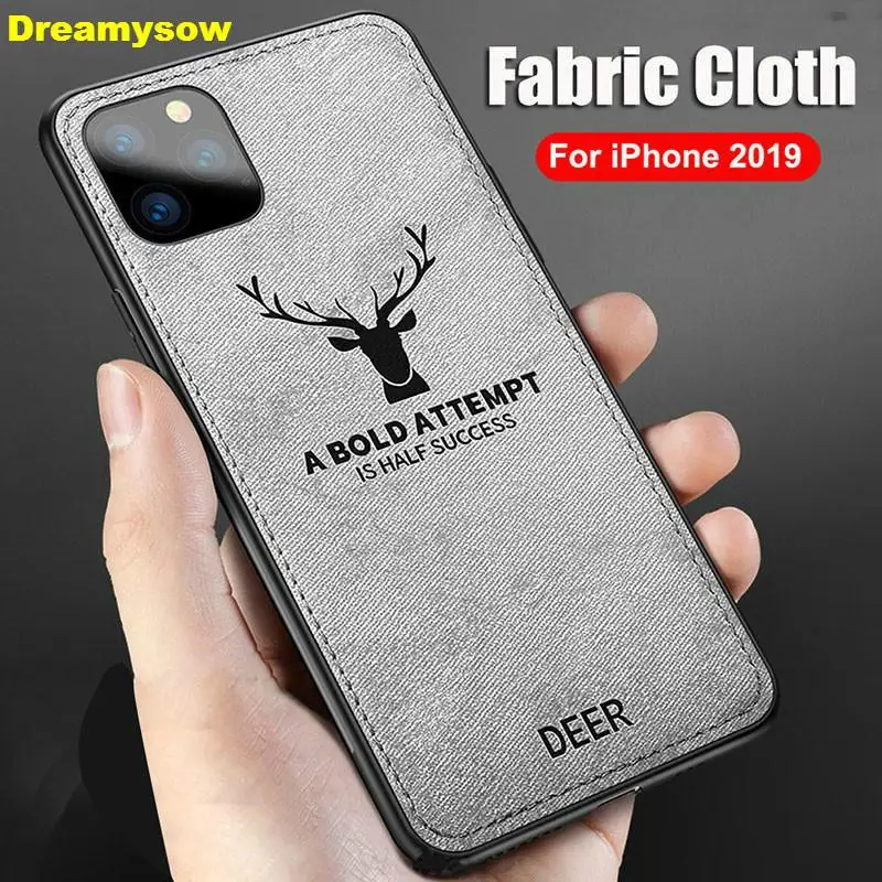 

Soft Silicone Cloth Fabric Deer Pattern Case For iPhone11 2019 XS XR X 7 8 plus 6 6S Texture Cover Coque Case For iPhone 11 Pro