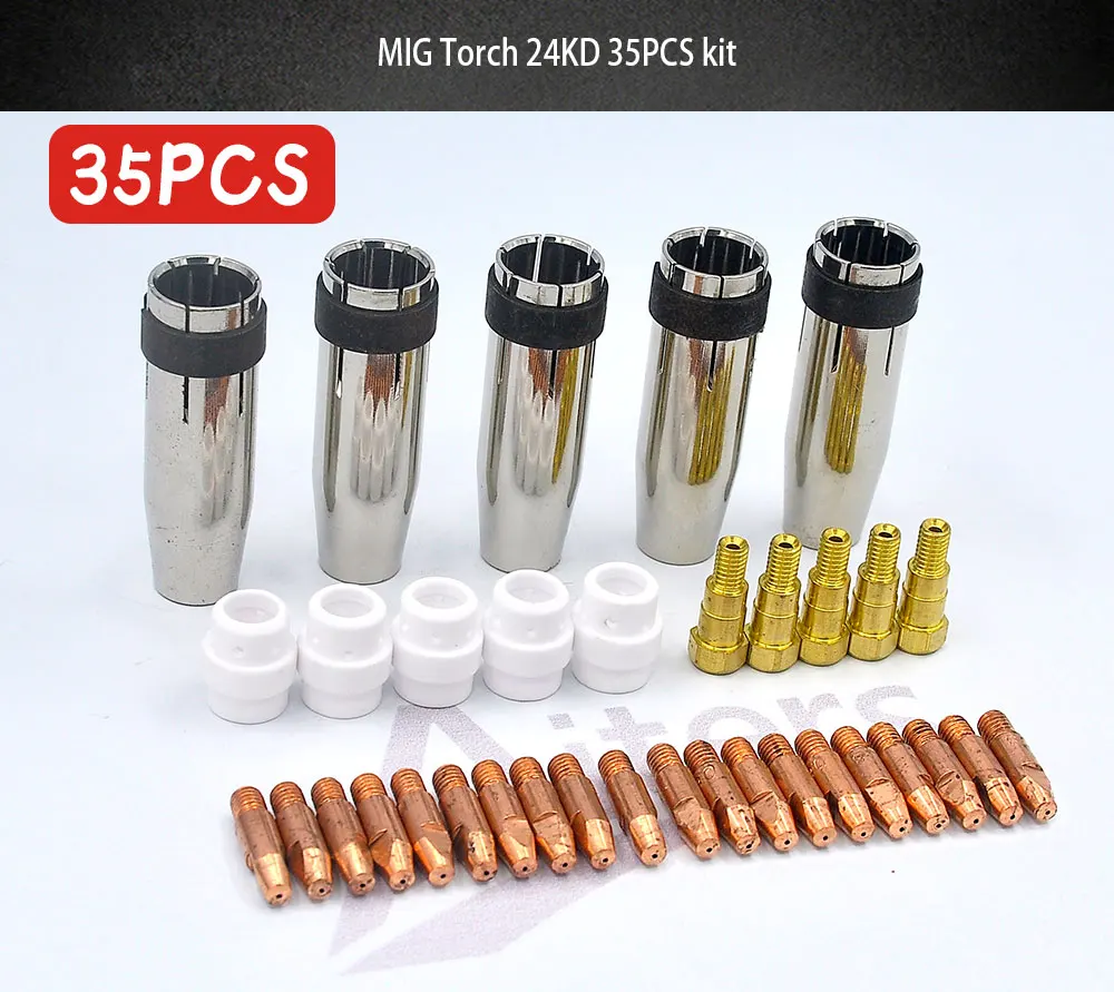 35 piezas de conjunto para boquillas de pistola de soladura MIG 24KD M6x28mm