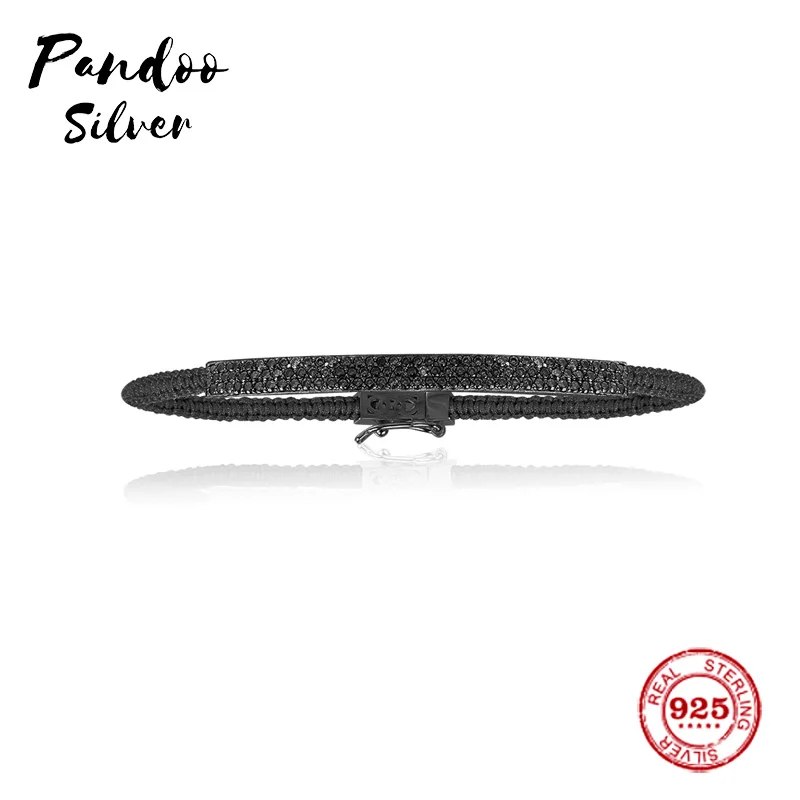

Fashion Charm Sterling Silver Copy 1:1 Copy,Black Silver Kaléidoscope Macramé Bracelet Women Monaco Luxury Jewelry Gift