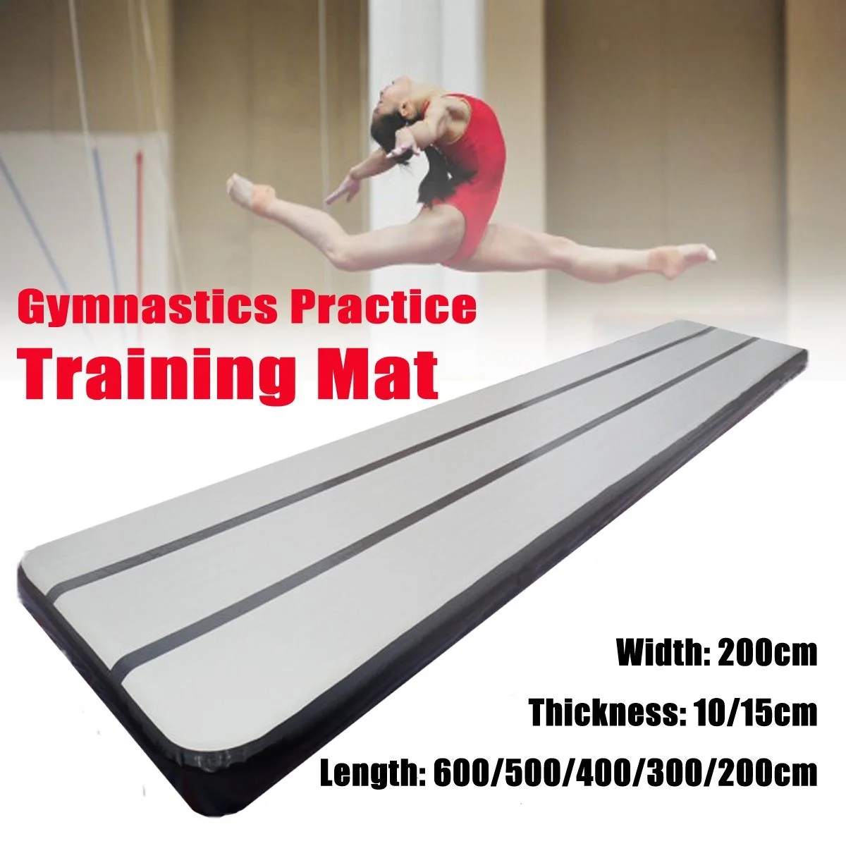

Free Shipping 8x1x0.2m Inflatable Gymnastics Tumbling Mat Air Track On Water Or Garden For Home Training With Free Pump