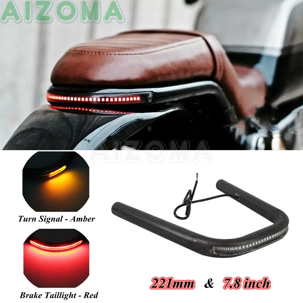 

Motorcycle Trapezoid Rear Seat Hoop w/ LED Brake Tail Light For Honda Yamaha Ducati Suzuki Cafe Racer Universal Flat Frame Loop